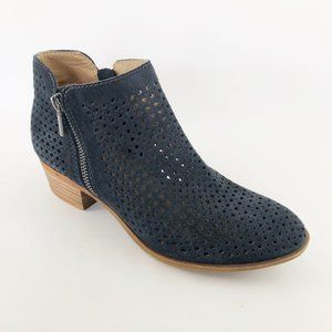LUCKY BRAND Basel Navy Perforated Ankle Boots 7.5